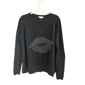 Scott‎ & Scott London Cashmere Sweater Womens L Black Lips Lightweight